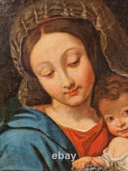 Oil on canvas depicting an old child