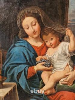 Oil on canvas depicting an old child