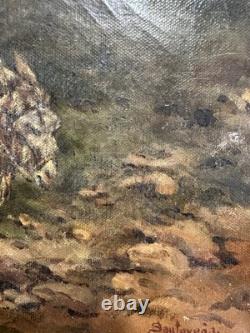 Oil on canvas early 20th century signed old Spanish school genre scene