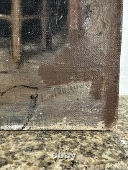 Oil on canvas, old Breton School, 20th century, Finistère, Côtes d'Armor, Brittany