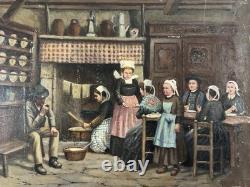 Oil on canvas, old Breton School, 20th century, Finistère, Côtes d'Armor, Brittany