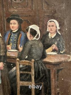 Oil on canvas, old Breton School, 20th century, Finistère, Côtes d'Armor, Brittany