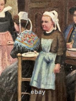 Oil on canvas, old Breton School, 20th century, Finistère, Côtes d'Armor, Brittany