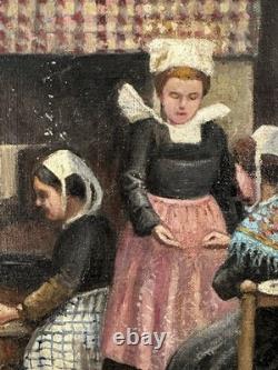 Oil on canvas, old Breton School, 20th century, Finistère, Côtes d'Armor, Brittany