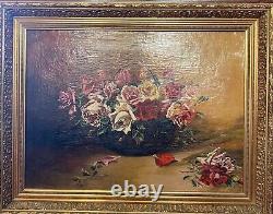 Oil on canvas, old and signed 19th century, very pretty gilded wood frame