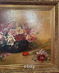 Oil on canvas, old and signed 19th century, very pretty gilded wood frame