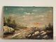 Oil On Canvas Seascape Painting Old Signed Countryside Scene