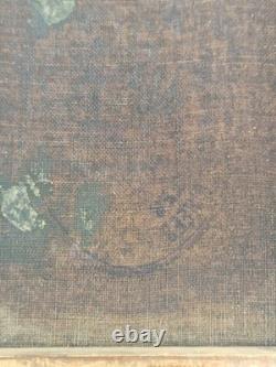 Oil on canvas still life flower bouquet Antique painting 19th century Signed HST