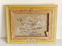 Oil on canvas still life with apples bottle signed framed old painting