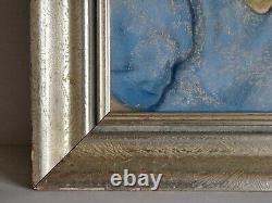 Oil on cardboard portrait of children old painting signed framed old painting