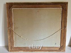 Oil on cardboard seascape painting old marine signed framed boat port