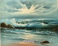 Oil on old canvas early 20th century seaside