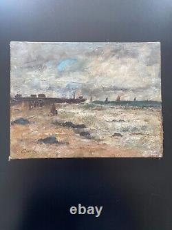 Oil on old seaside canvas