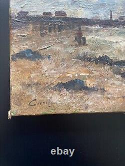 Oil on old seaside canvas