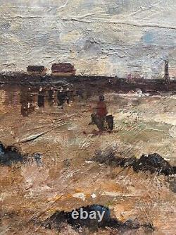 Oil on old seaside canvas