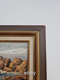 Oil on panel 1930 marine landscape island of Bréhat signed framed antique painting