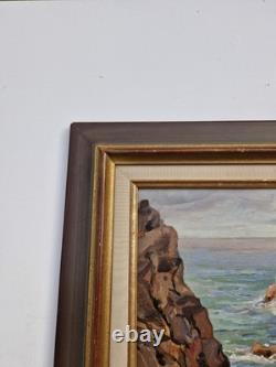 Oil on panel 1930 marine landscape island of Bréhat signed framed antique painting