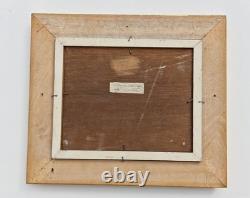 Oil on panel 3F marine landscape with moored sailboats antique marine painting