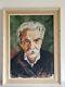Oil On Panel Portrait Of A Man With A Mustache, Old Painting Signed And Framed