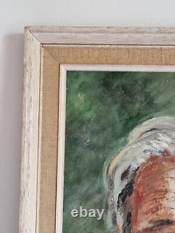 Oil on panel Portrait of a man with a mustache, old painting signed and framed