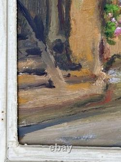 Oil on panel, Primitive BONO, signed, Evening in Bernex, Switzerland, old painting
