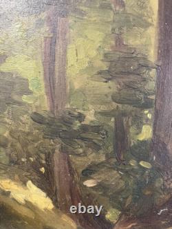 Oil on panel study of a tree French School 19th century in its antique frame