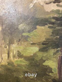 Oil on panel study of a tree French School 19th century in its antique frame