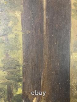 Oil on panel study of a tree French School 19th century in its old frame