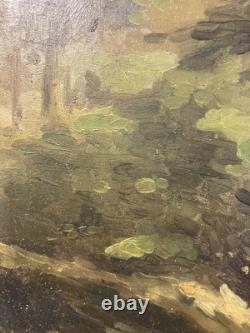Oil on panel study of a tree French School 19th century in its old frame
