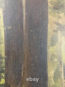 Oil on panel study of a tree French School 19th century in its old frame