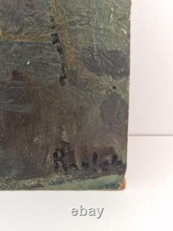 Oil on panel, the players, signed antique painting, HSP, genre scene painting