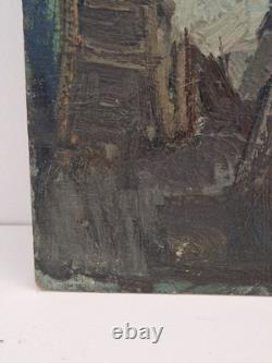 Oil on panel, the players, signed antique painting, HSP, genre scene painting