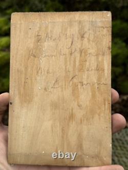 Oil on wood panel & old painting & forest & tree & ruins