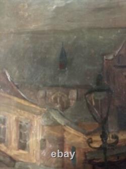 Oil painting on canvas: Street Landscape from 1900, Impressionist, Signed and to be Identified.