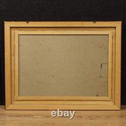 Oil painting on canvas landscape signed lake framed in antique style 900