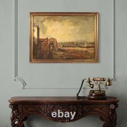 Oil painting on canvas marine landscape frame 20th century antique style
