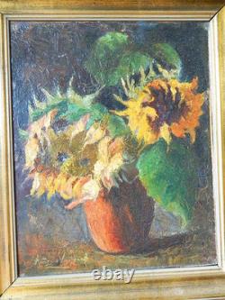 Oil painting on canvas, mounted on old cardboard, signed