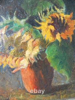 Oil painting on canvas, mounted on old cardboard, signed