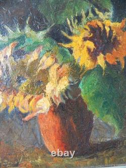 Oil painting on canvas, mounted on old cardboard, signed