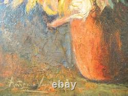 Oil painting on canvas, mounted on old cardboard, signed