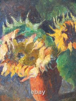 Oil painting on canvas, mounted on old cardboard, signed