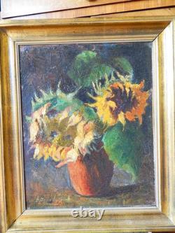 Oil painting on canvas, mounted on old cardboard, signed