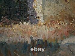 Oil painting on cardboard by H. Brun-Marin, Provence Vallauris decor, Ancient Landscape.