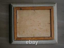 Oil painting on cardboard by H. Brun-Marin, Provence Vallauris decor, Ancient Landscape.