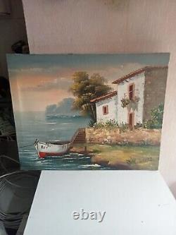 Oil painting on old canvas signed 41 cm x 33 cm