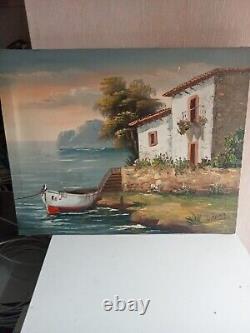 Oil painting on old canvas signed 41 cm x 33 cm