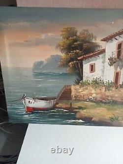 Oil painting on old canvas signed 41 cm x 33 cm