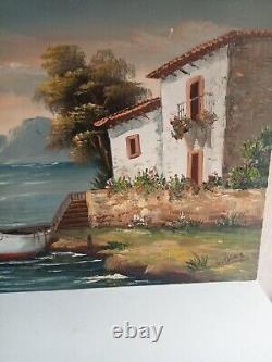 Oil painting on old canvas signed 41 cm x 33 cm