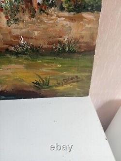 Oil painting on old canvas signed 41 cm x 33 cm