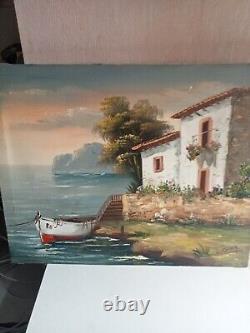 Oil painting on old canvas signed 41 cm x 33 cm